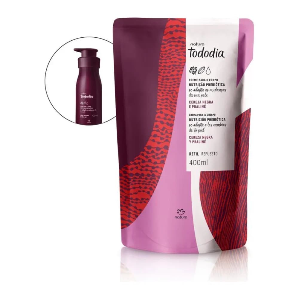 Refil de Creme Corporal Natura Tododia Cereja Negra e Praliné 400ml