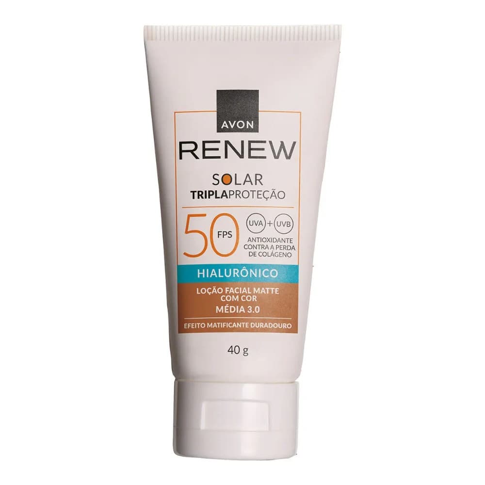 Protetor Solar Facial Avon Renew FPS50 Cor Media 3.0 40g